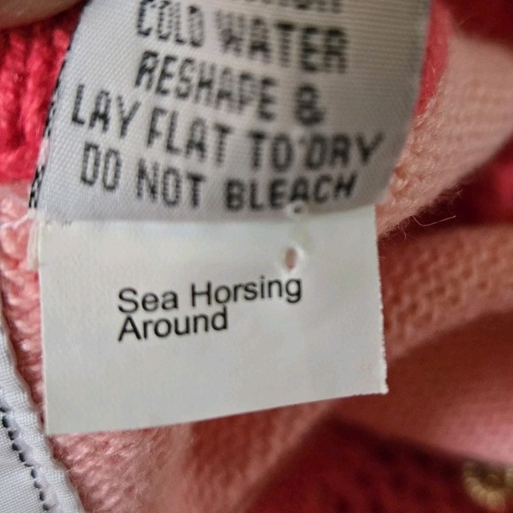 Storybook Knits Coral Pink Cardigan Sweater Sea Horsing Around Size 1X Beaded - Picture 10 of 10